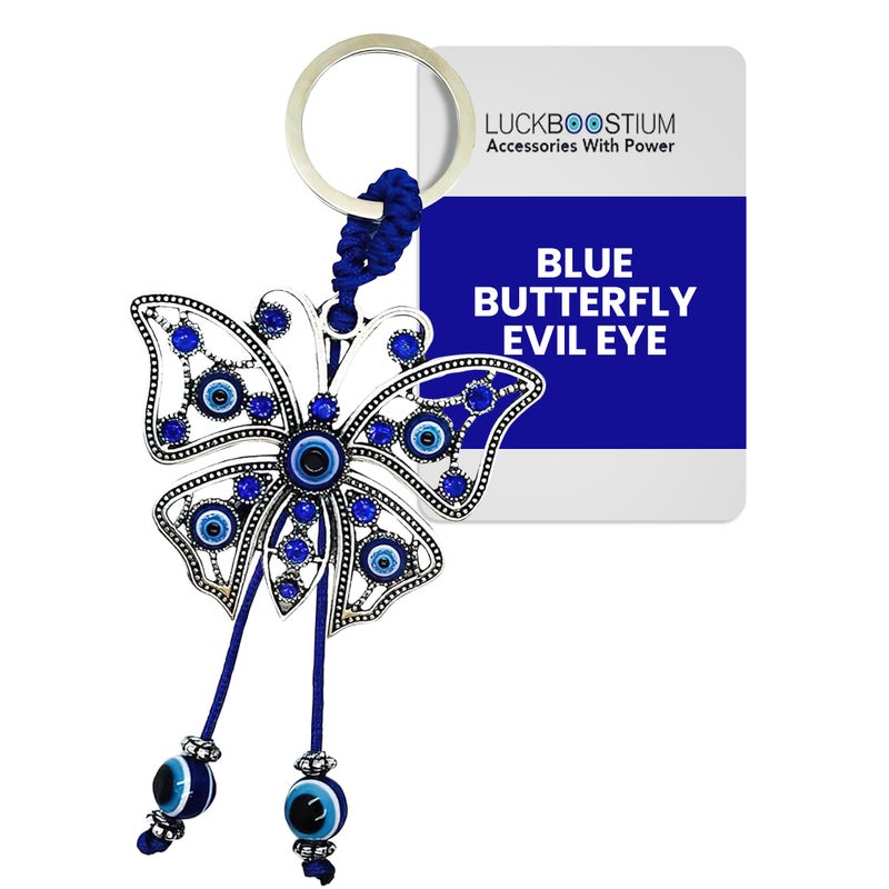 LUCKBOOSTIUM Evil Eye Butterfly - Sign of Life, Good Luck Charm Keychain & Protection, Evil Eye Car Hanging Ornament, Rear View Mirror Accessories, Home Decor, Spiritual Gift for Men and Women - Image 1